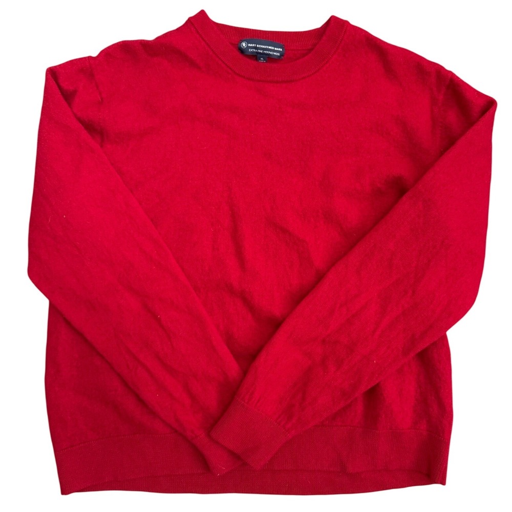 Hart Schaffner Marx Red Extra Fine Merino Wool Crewneck Sweater Fits Like Medium